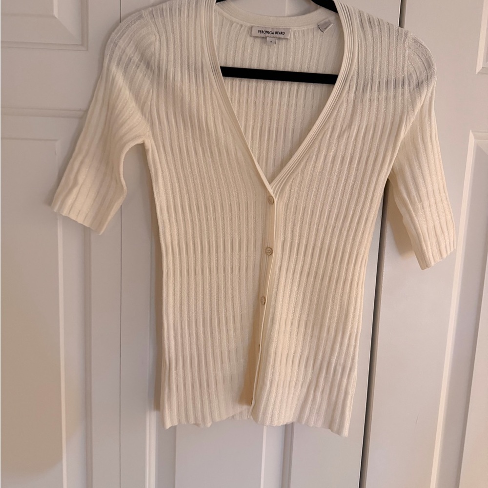 Veronica Beard Textured Cream Knit cardigan